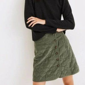 Madewell Corduroy Quilted Mini Skirt Green sz 2